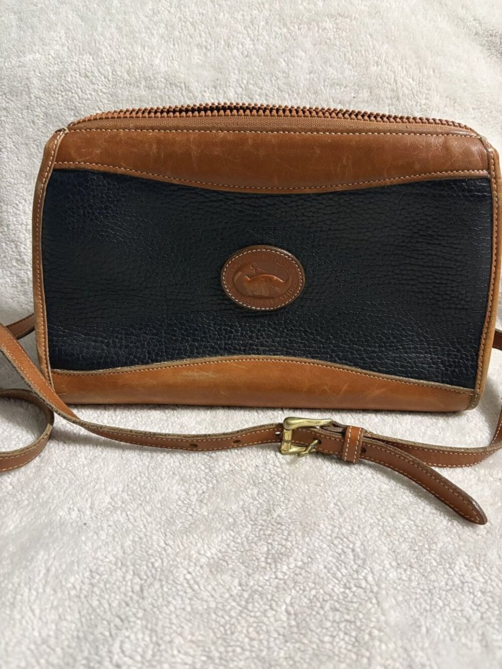 Vintage Dooney & Bourke All Weather Leather Crossbody Purse Black Brown AWL
